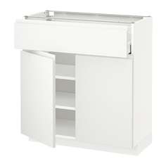 МЕТОД / МАКСИМЕРА Напольный шкаф+ящик/2дверцы, белый, Воксторп матовый белый белый Ikea