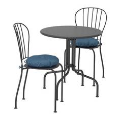 ЛЭККЭ Стол+2стула,д/сада, серый, Иттерон синий Ikea