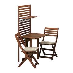 ЭПЛАРО Панель+стол+2 стула, коричневая морилка, Холло бежевый Ikea