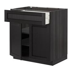 МЕТОД / МАКСИМЕРА Напольный шкаф+ящик/2дверцы, черный, Лерхюттан черная морилка Ikea