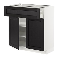МЕТОД / МАКСИМЕРА Напольный шкаф+ящик/2дверцы, белый, Лерхюттан черная морилка Ikea