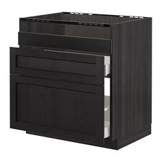 МЕТОД / МАКСИМЕРА Нап шкаф п/мойку ДУМШЁ/3фасада/2ящ, черный, Лерхюттан черная морилка Ikea