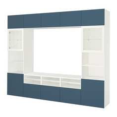 БЕСТО Шкаф для ТВ, комбин/стеклян дверцы, белый Вальвикен, темно-синий прозрачное стекло Ikea