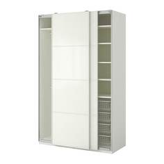 ПАКС Гардероб, белый, Фэрвик белое стекло Ikea