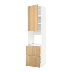 МЕТОД / МАКСИМЕРА Высок шкаф д духов+дверь/2 ящика, белый, Экестад дуб Ikea