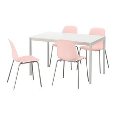 МЕЛЬТОРП / ЛЕЙФ-АРНЕ Стол и 4 стула, белый, розовый Ikea