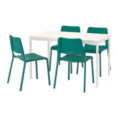 ВАНГСТА / ТЕОДОРЕС Стол и 4 стула, белый, зеленый Ikea