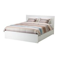 МАЛЬМ Высокий каркас кровати/4 ящика, белый, Леирсунд Ikea