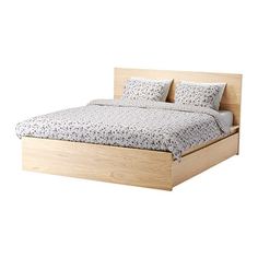 МАЛЬМ Высокий каркас кровати/4 ящика, дубовый шпон, беленый, Леирсунд Ikea