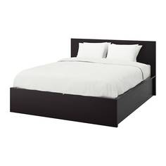 МАЛЬМ Кровать с подъемным механизмом, черно-коричневый Ikea