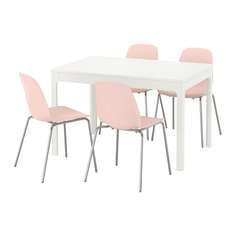ЭКЕДАЛЕН / ЛЕЙФ-АРНЕ Стол и 4 стула, белый, розовый Ikea