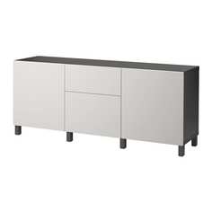 БЕСТО Комбинация для хранения с ящиками, черно-коричневый, Лаппвикен светло-серый Ikea