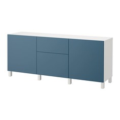 БЕСТО Комбинация для хранения с ящиками, белый, Вальвикен темно-синий Ikea