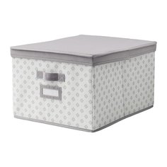 СВИРА Коробка с крышкой, серый, белый цветы Ikea