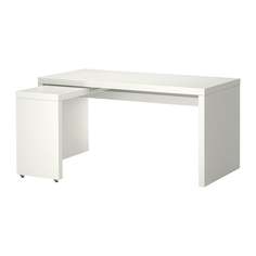 МАЛЬМ Письменный стол с выдвижной панелью, белый Ikea