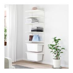 АЛЬГОТ Настенная штанга/полки/контейнер, белый Ikea