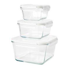 ФЁРТРОЛИГ Контейнер д/продуктов, 3 шт., прозрачное стекло Ikea