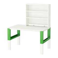 ПОЛЬ Письменн стол с полками, белый, зеленый Ikea