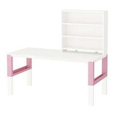 ПОЛЬ Письменн стол с полками, белый, розовый Ikea