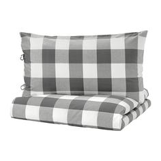 ЭММИ РУТА Пододеяльник и 1 наволочка, темно-серый, белый Ikea