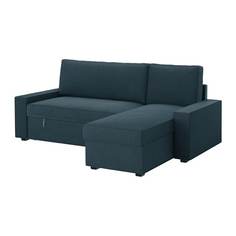 ВИЛАСУНД Диван-кровать с козеткой, Хилларед темно-синий Ikea