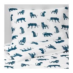 УРСКОГ Пододеяльник и 1 наволочка, тигр, синий Ikea