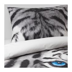 УРСКОГ Пододеяльник и 1 наволочка, тигр, серый Ikea