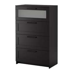 БРИМНЭС Комод с 4 ящиками, черный, матовое стекло Ikea