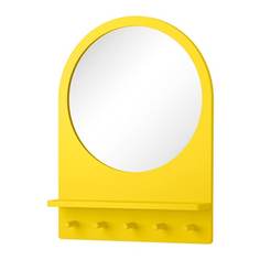 САЛТРЁД Зеркало с полкой и крючками, желтый Ikea