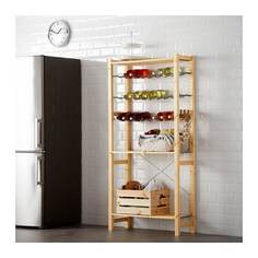 ИВАР 1 секция/полки/полки д/бутылок, сосна, серый Ikea