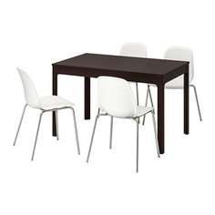 ЭКЕДАЛЕН / ЛЕЙФ-АРНЕ Стол и 4 стула, темно-коричневый, белый Ikea