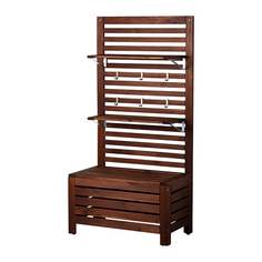ЭПЛАРО Садовая скамья+панель/полки, коричневая морилка Ikea