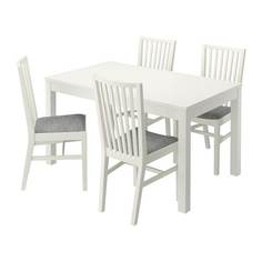 БЬЮРСТА / НОРНЭС Стол и 4 стула, белый, Исунда серый Ikea