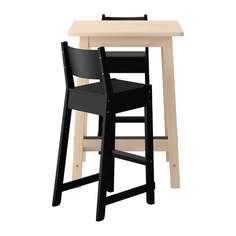 НОРРОКЕР / НОРРОКЕР Барный стол и 2 барных стула, белый береза, черный Ikea