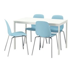 ВАНГСТА / ЛЕЙФ-АРНЕ Стол и 4 стула, белый, голубой Ikea