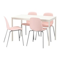 ВАНГСТА / ЛЕЙФ-АРНЕ Стол и 4 стула, белый, розовый Ikea