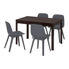 ЭКЕДАЛЕН / ОДГЕР Стол и 4 стула, темно-коричневый, синий Ikea