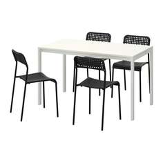 МЕЛЬТОРП / АДДЕ Стол и 4 стула, белый, черный Ikea