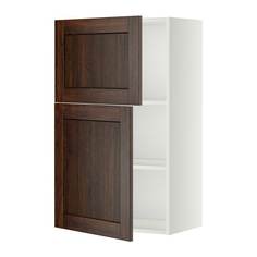 МЕТОД Навесной шкаф с полками/2дверцы, белый, Эдсерум коричневый Ikea
