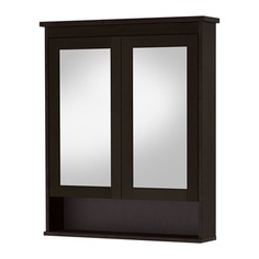 ХЕМНЭС Зеркальный шкаф с 2 дверцами, морилка черно-коричнев Ikea