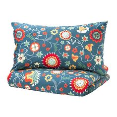 РОЗЕНРИПС Пододеяльник и 2 наволочки, синий с рисунком Ikea