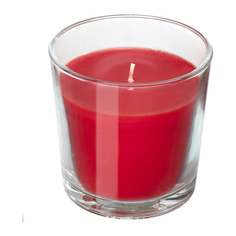СИНЛИГ Ароматическая свеча в стакане, Красные садовые ягоды, красный Ikea