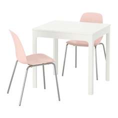 ЭКЕДАЛЕН / ЛЕЙФ-АРНЕ Стол и 2 стула, белый, розовый Ikea