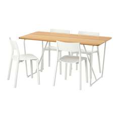 ОВРАРЮД / ЯН-ИНГЕ Стол и 4 стула, белый бамбук, белый Ikea