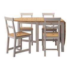 ГЭМЛЕБИ Стол и 4 стула, светлая морилка антик, серый Ikea