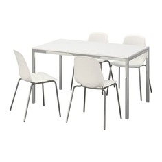 ТОРСБИ / ЛЕЙФ-АРНЕ Стол и 4 стула, глянцевый белый, белый Ikea