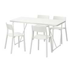 РЮДЕБЭКК/БЭККАРИД / ЯН-ИНГЕ Стол и 4 стула, белый, белый Ikea