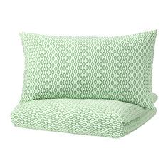 РЁДВЕД Пододеяльник и 2 наволочки, белый, зеленый Ikea