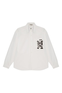 Белая рубашка с контрастным принтом Miu Miu