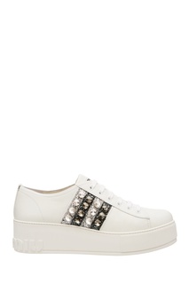 Белые кеды с кристаллами Miu Miu